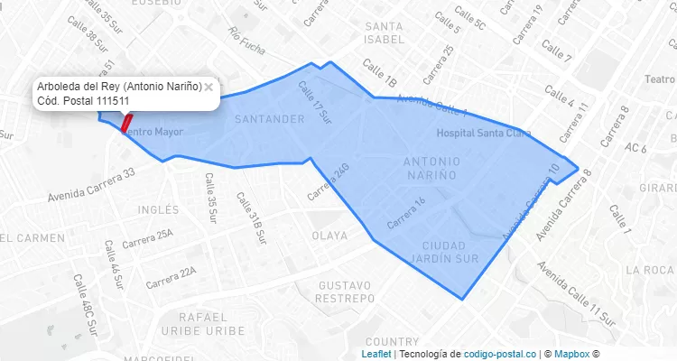 Código Postal Barrio Arboleda del Rey en Antonio Nariño, Bogotá