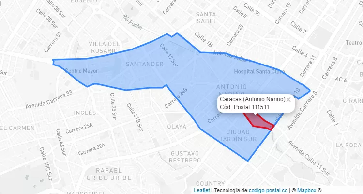 CEP Bairro Caracas em Antonio Nariño, Bogotá