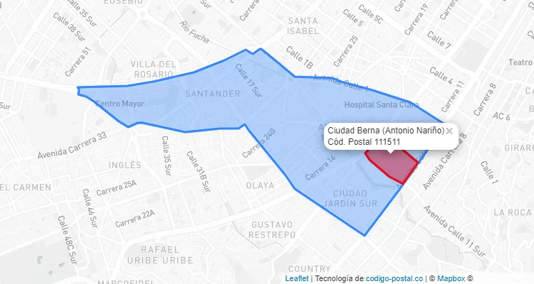 CEP Bairro Ciudad Berna em Antonio Nariño, Bogotá