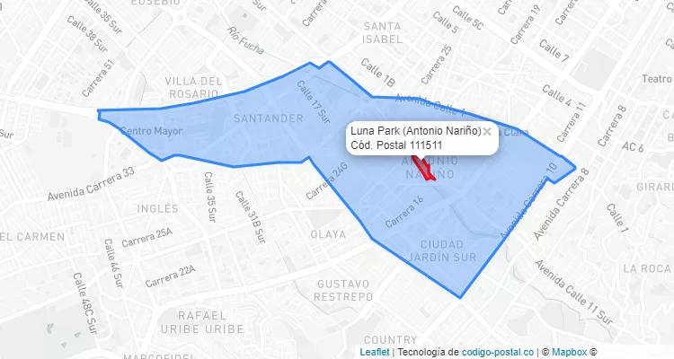 CEP Bairro Luna Park em Antonio Nariño, Bogotá