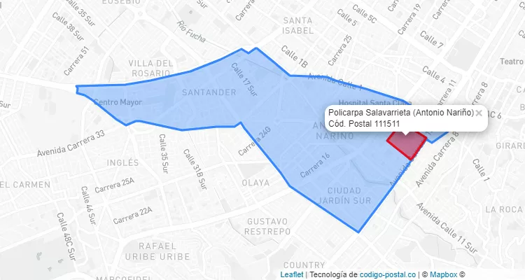 Código Postal Barrio Policarpa Salavarrieta en Antonio Nariño, Bogotá