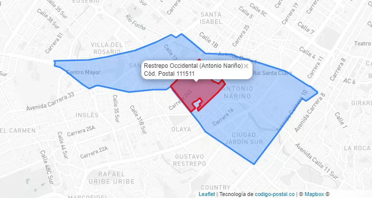 CEP Bairro Restrepo Occidental em Antonio Nariño, Bogotá