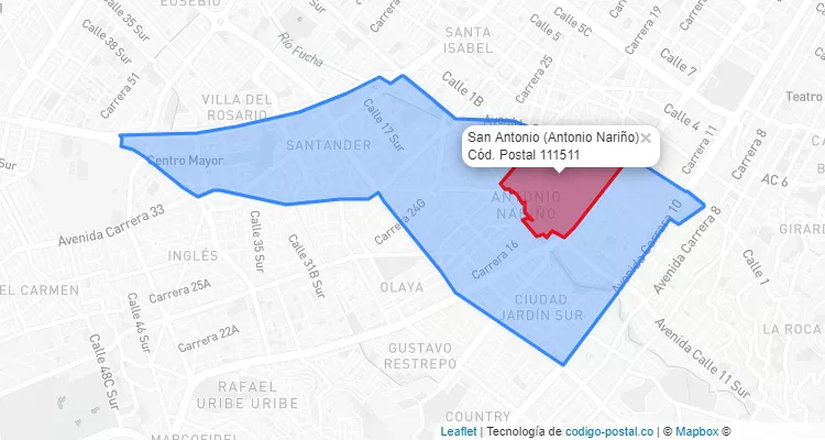 CEP Bairro San Antonio em Antonio Nariño, Bogotá