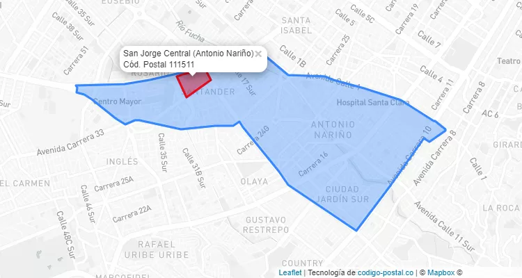 Código Postal Barrio San Jorge Central en Antonio Nariño, Bogotá