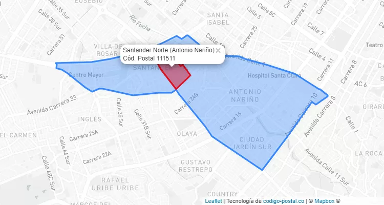 CEP Bairro Santander Norte em Antonio Nariño, Bogotá