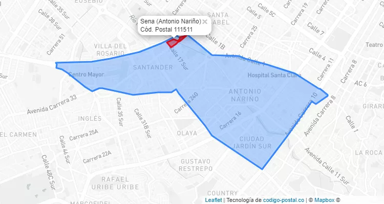 ZIP Code Locality Sena in Antonio Nariño, Bogotá