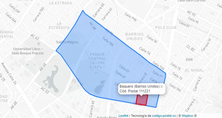 CEP Bairro Baquero em Barrios Unidos, Bogotá