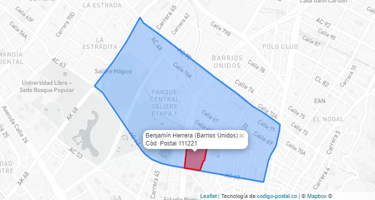 CEP Bairro Benjamín Herrera em Barrios Unidos, Bogotá