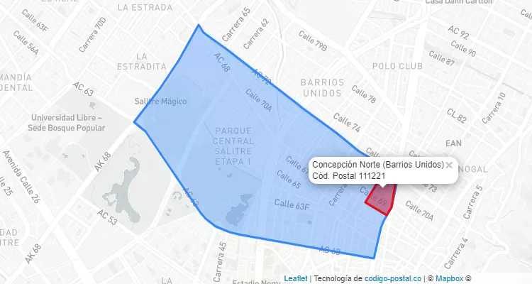 CEP Bairro Concepción Norte em Barrios Unidos, Bogotá