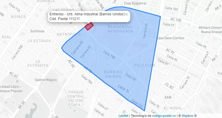 CEP Bairro Entrerios - Urb. Alma Industrial em Barrios Unidos, Bogotá