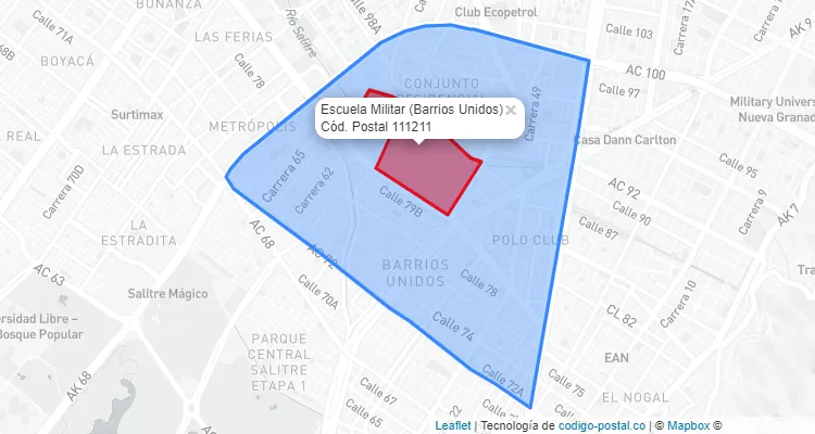 CEP Bairro Escuela Militar em Barrios Unidos, Bogotá