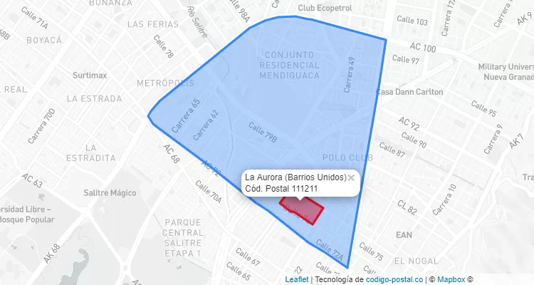 CEP Bairro La Aurora em Barrios Unidos, Bogotá