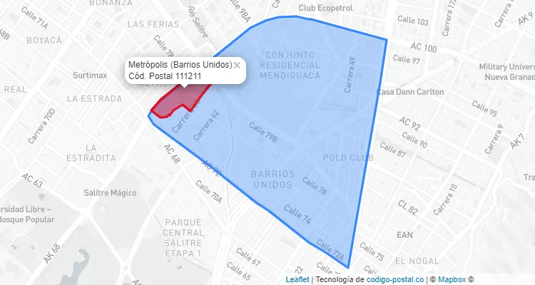 CEP Bairro Metrópolis em Barrios Unidos, Bogotá