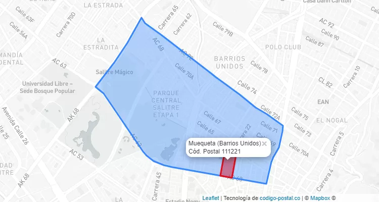 Código Postal Barrio Muequeta en Barrios Unidos, Bogotá
