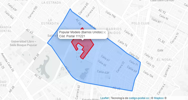 Código Postal Barrio Popular Modelo en Barrios Unidos, Bogotá