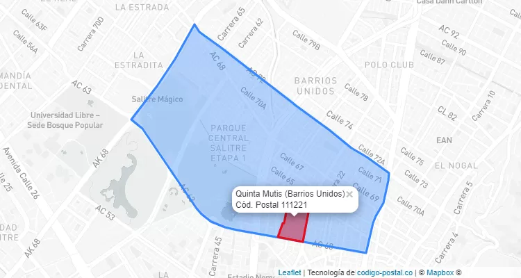 CEP Bairro Quinta Mutis em Barrios Unidos, Bogotá