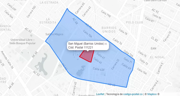 Código Postal Barrio San Miguel  en Barrios Unidos, Bogotá