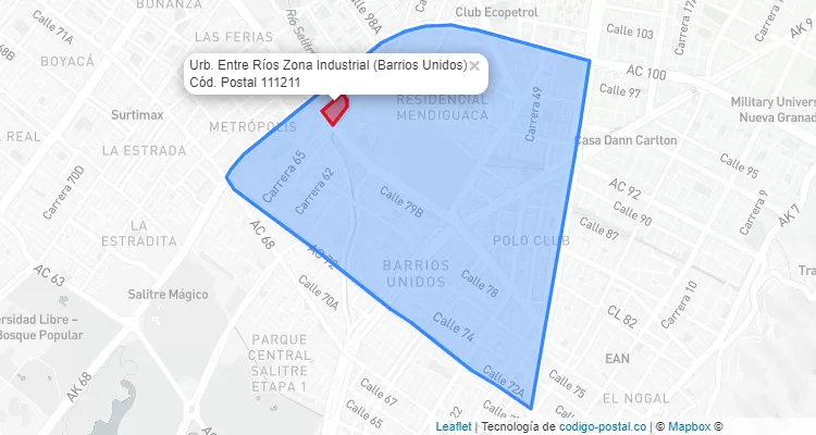 CEP Bairro Urb. Entre Ríos Zona Industrial em Barrios Unidos, Bogotá