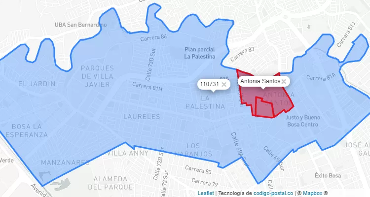 CEP Bairro Antonia Santos em Bosa, Bogotá