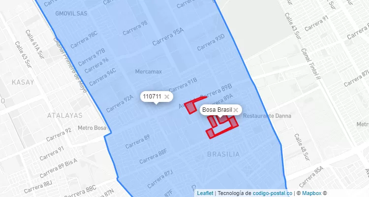 ZIP Code Locality Bosa Brasil in Bosa, Bogotá