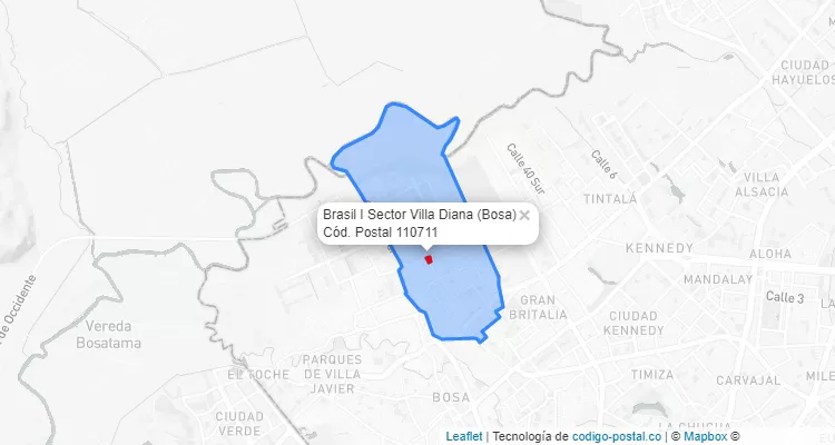 Código Postal Barrio Brasil I Sector Villa Diana en Bosa, Bogotá