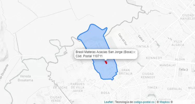 Código Postal Barrio Brasil Materas Acacias San Jorge en Bosa, Bogotá