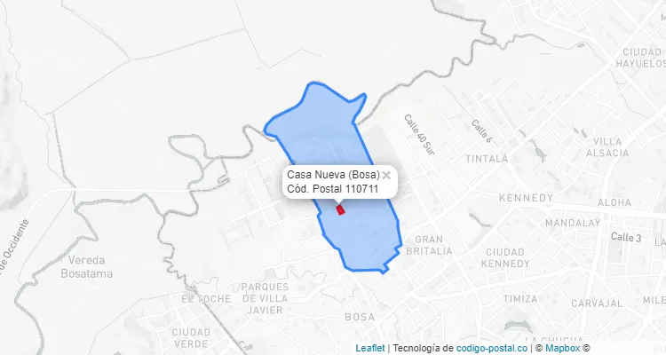 ZIP Code Locality Casa Nueva in Bosa, Bogotá