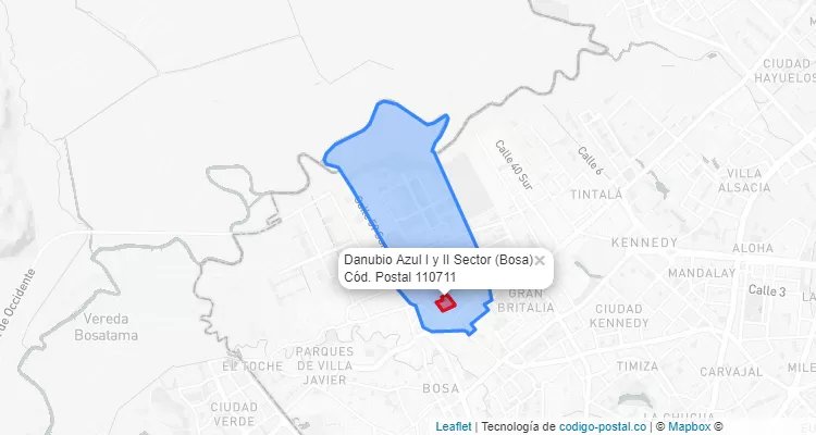 Código Postal Barrio Danubio Azul I y II Sector en Bosa, Bogotá