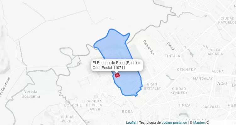 CEP Bairro El Bosque de Bosa em Bosa, Bogotá