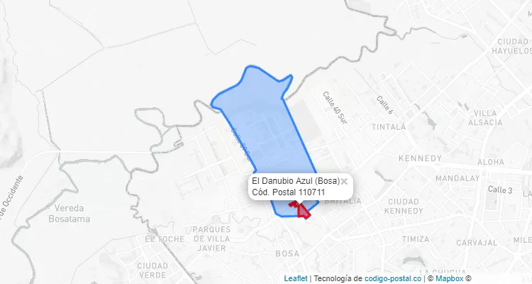 ZIP Code Locality El Danubio Azul in Bosa, Bogotá