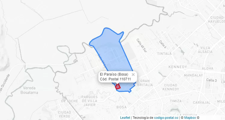 CEP Bairro El Paraíso  em Bosa, Bogotá