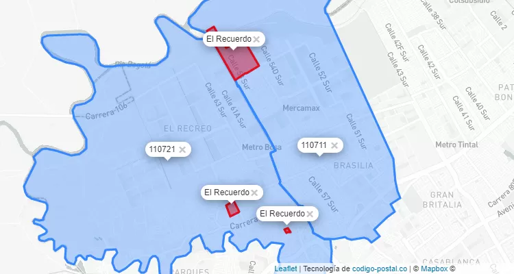 ZIP Code Locality El Recuerdo  in Bosa, Bogotá
