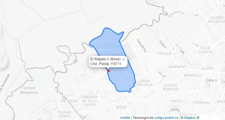 CEP Bairro El Regalo II em Bosa, Bogotá