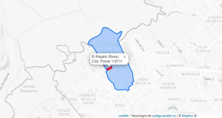 ZIP Code Locality El Regalo in Bosa, Bogotá
