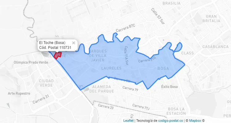 ZIP Code Locality El Toche in Bosa, Bogotá