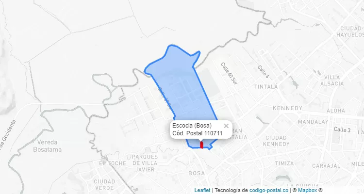 ZIP Code Locality Escocia in Bosa, Bogotá
