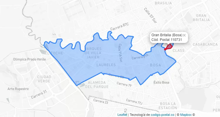 CEP Bairro Gran Britalia em Bosa, Bogotá