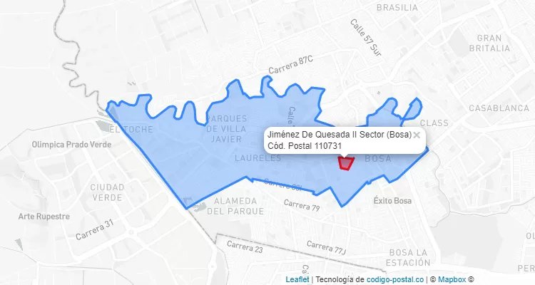 ZIP Code Locality Jiménez De Quesada II Sector in Bosa, Bogotá