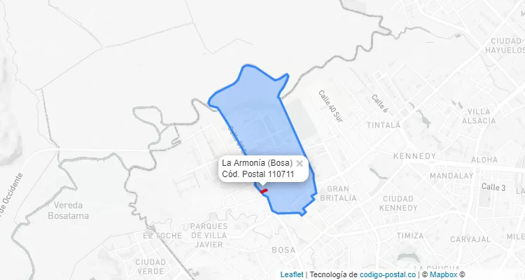 ZIP Code Locality La Armonía in Bosa, Bogotá