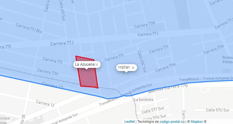 CEP Bairro La Azucena em Bosa, Bogotá