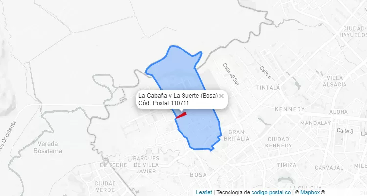 Código Postal Barrio La Cabaña y La Suerte en Bosa, Bogotá