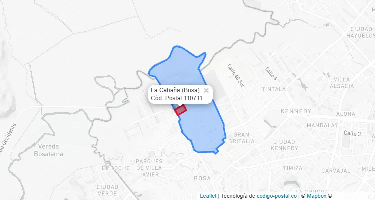 ZIP Code Locality La Cabaña in Bosa, Bogotá