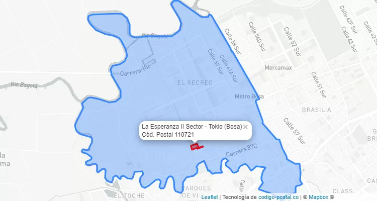 Código Postal Barrio La Esperanza II Sector - Tokio en Bosa, Bogotá