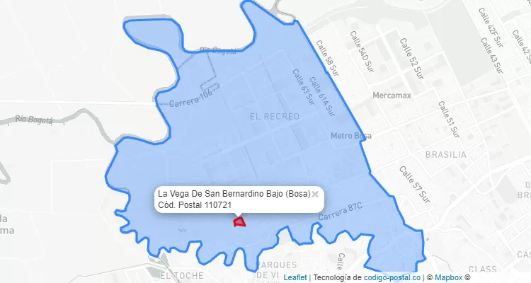 Código Postal Barrio La Vega De San Bernardino Bajo en Bosa, Bogotá