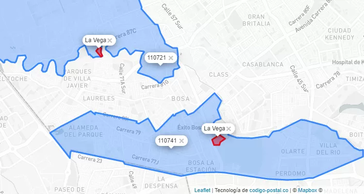 ZIP Code Locality La Vega in Bosa, Bogotá