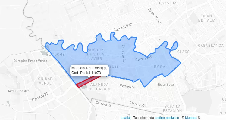 CEP Bairro Manzanares em Bosa, Bogotá