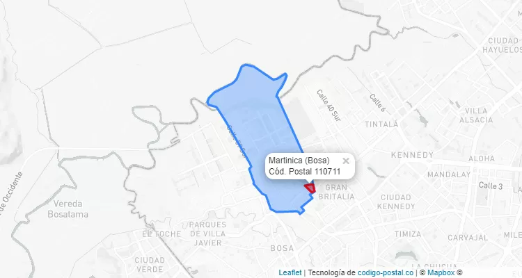 ZIP Code Locality Martinica in Bosa, Bogotá