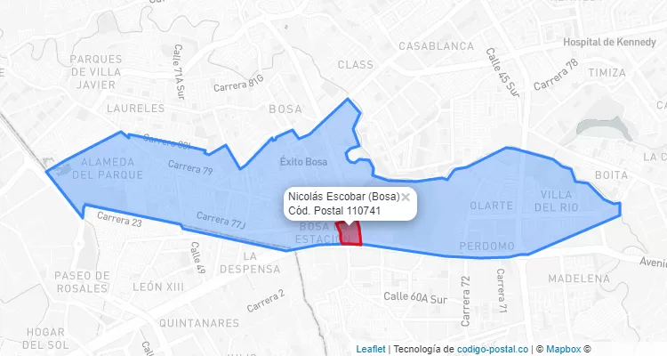 ZIP Code Locality Nicolás Escobar in Bosa, Bogotá