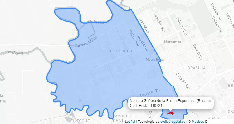 Código Postal Barrio Nuestra Señora de la Paz la Esperanza en Bosa, Bogotá