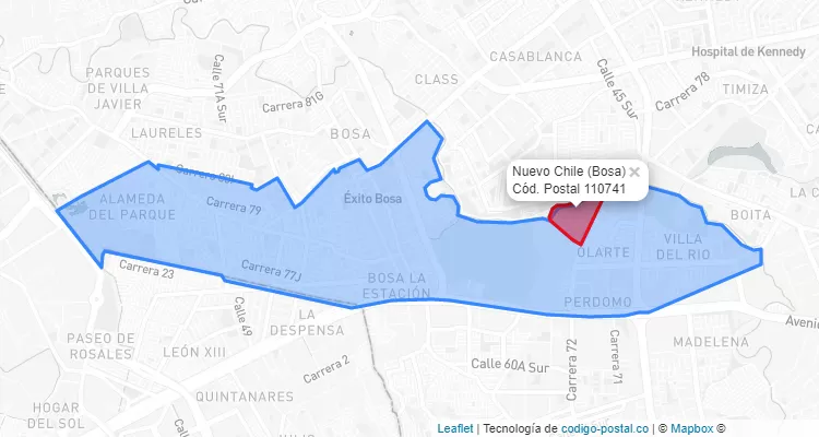 ZIP Code Locality Nuevo Chile in Bosa, Bogotá